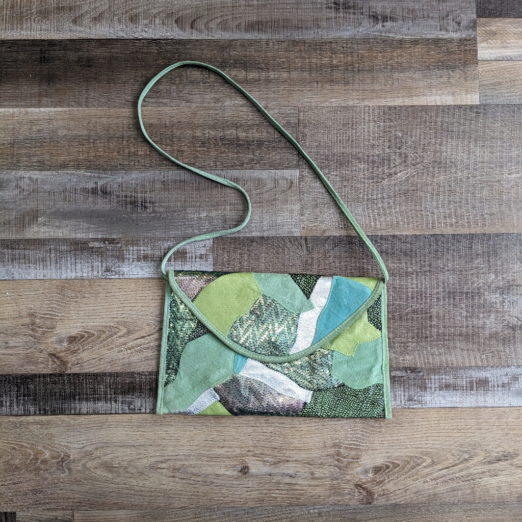 Green Leather Patchwork Purse